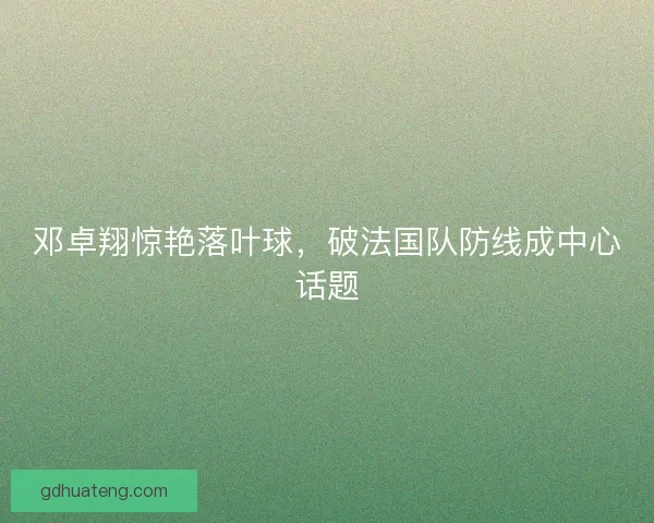 邓卓翔惊艳落叶球，破法国队防线成中心话题