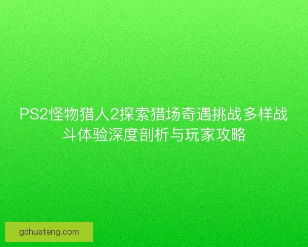 PS2怪物猎人2探索猎场奇遇挑战多样战斗体验深度剖析与玩家攻略